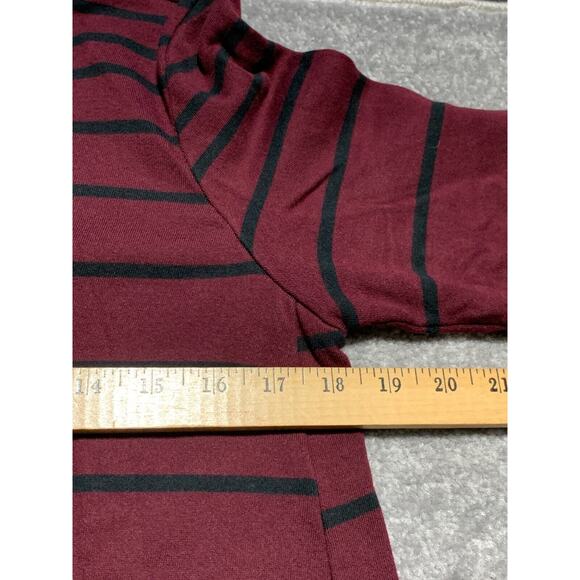 J.Jill Shift Dress Women Size S Red Striped Pockets Cotton Rayon Long Sleeve - Picture 12 of 12
